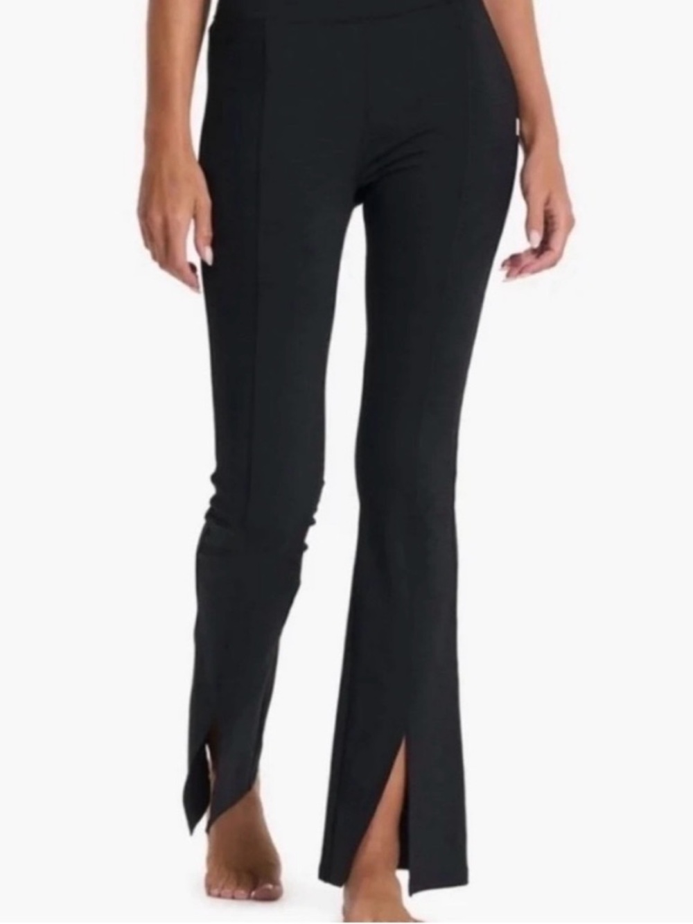 Vuori Lux Ribbed Split-Hem Boot Cut Flare Leggings Black